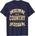 Girls With Country Roots 90s Country Design T-Shirt - Navy Blue