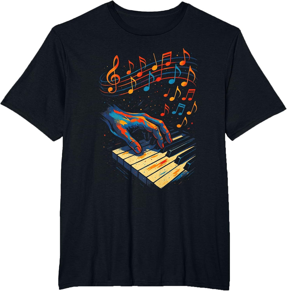 Music Piano Notes Melody Rhythm Music Arts Singer T-Shirt - Black