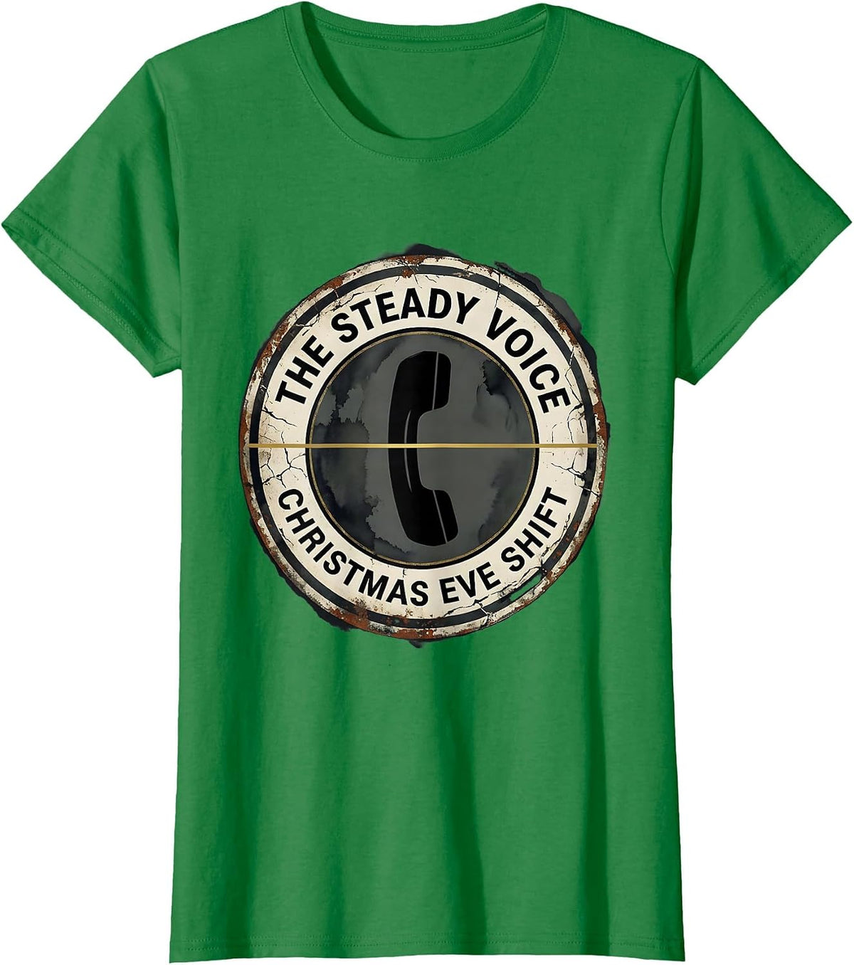 The Steady Voice Christmas Eve Shift Funny 911 Dispatcher T-Shirt - Kelly Green