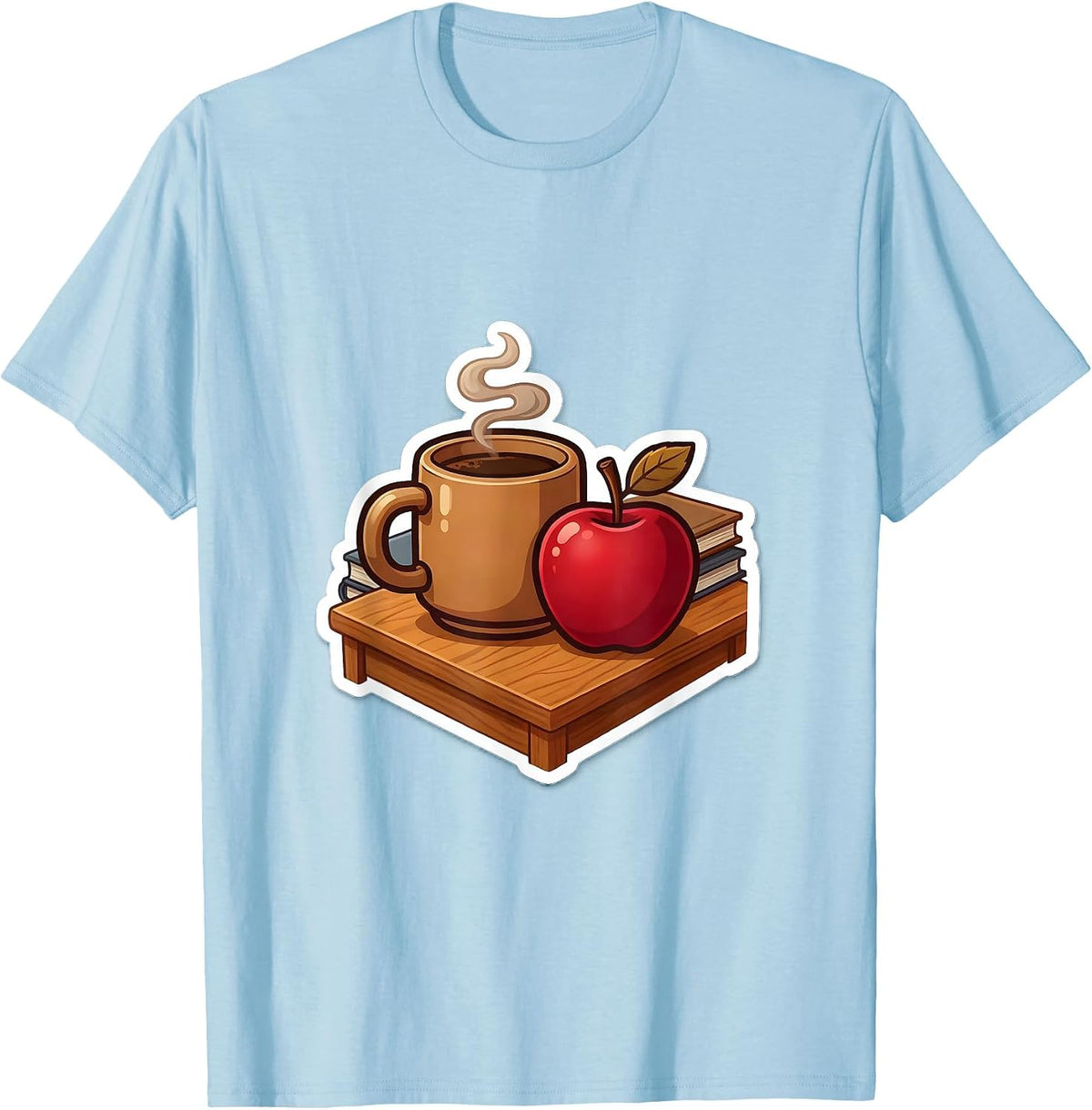 Sped Teacher Desk Coffee Mug Apple Illustration T-Shirt - Baby Blue