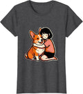Women's Girl Hugging Corgi Cute Dog Lover Breed Pride T-Shirt - Dark Heather Grey