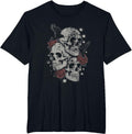 Roses and Skulls Elder Emo Grunge Punk Graphic Goth Gothic T-Shirt - Black