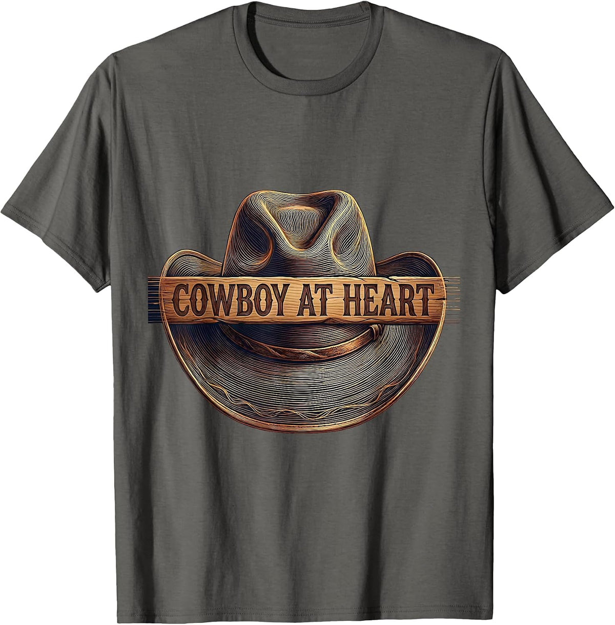Men's Cowboy At Heart Western Spirit Design T-Shirt - Asphalt Grey