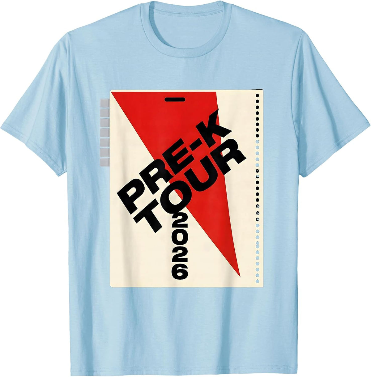 Men's Pre-K Tour 2026 Playful Rock Music Parody Back to School T-Shirt - Baby Blue