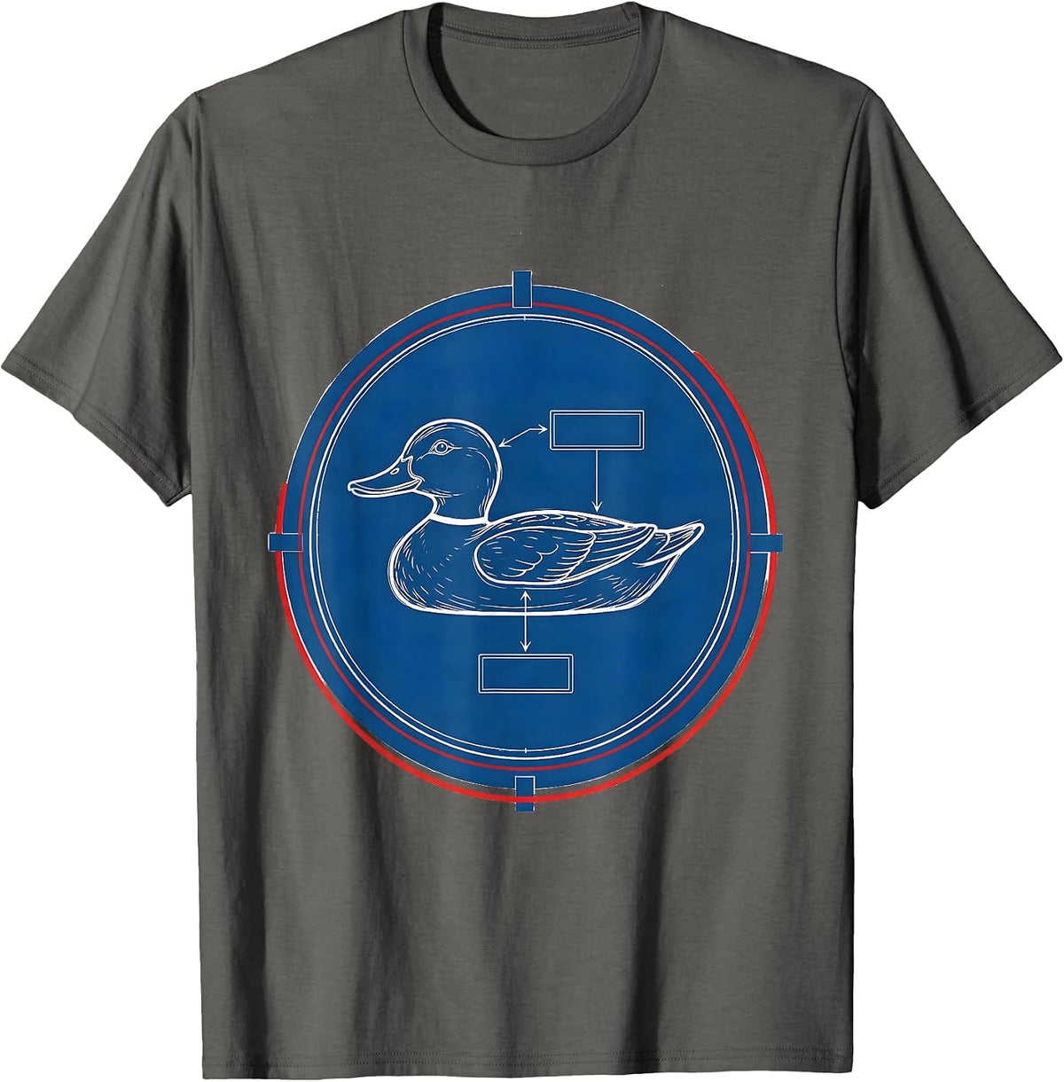 Men's Drafting-Sheet Duck Decoy Technical Blueprint Hunter Gift T-Shirt - Asphalt Grey