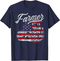 Patriotic Tractors USA Flag T-Shirt - Navy Blue