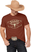 Western Cowboy Rodeo Shirts Men: Cow Skull Country Concert Music T-Shirt - Brown
