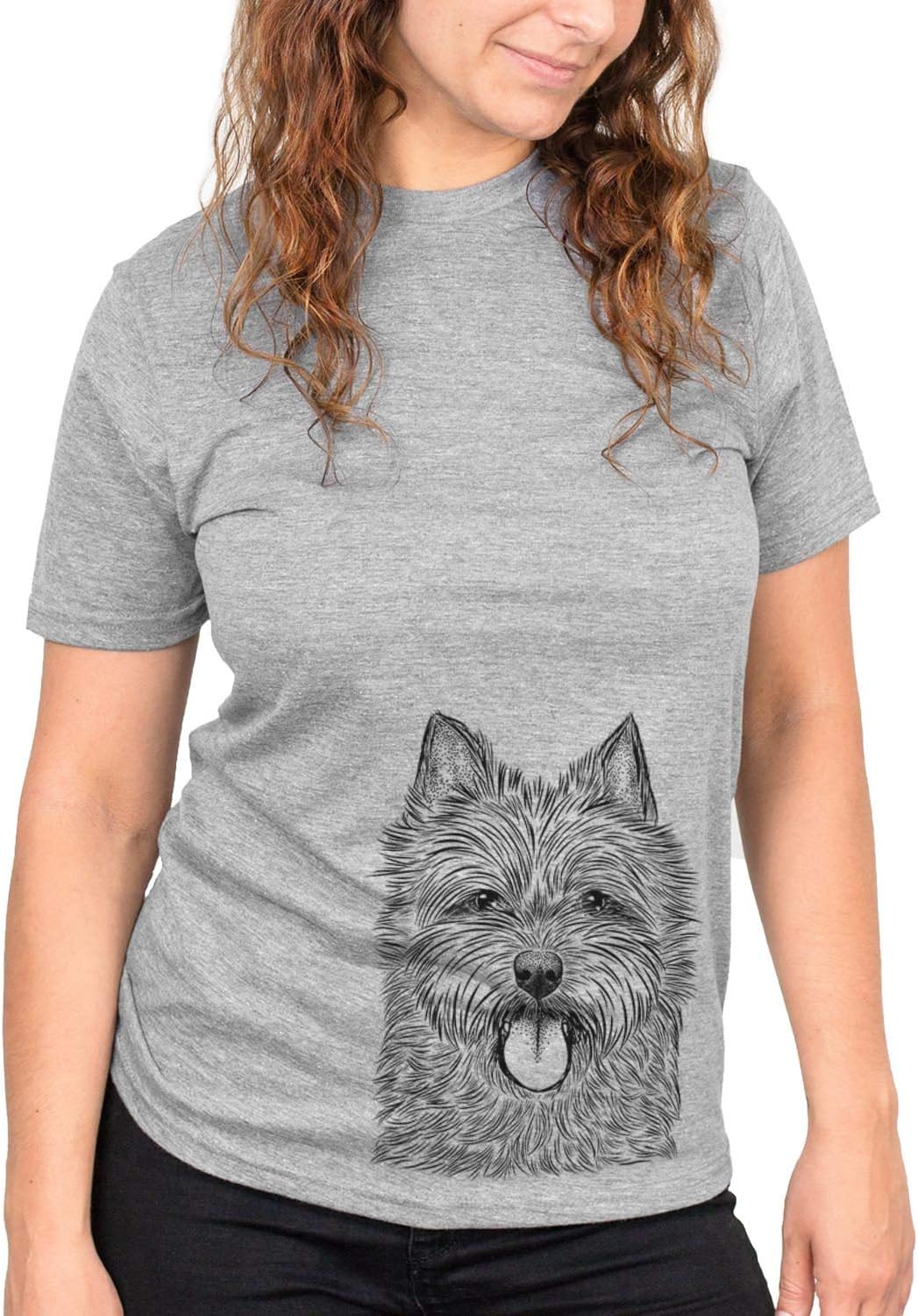 Bare Alfie the Norwich Terrier Dog Triblend T-Shirt - Unisex Grey Crew Neck