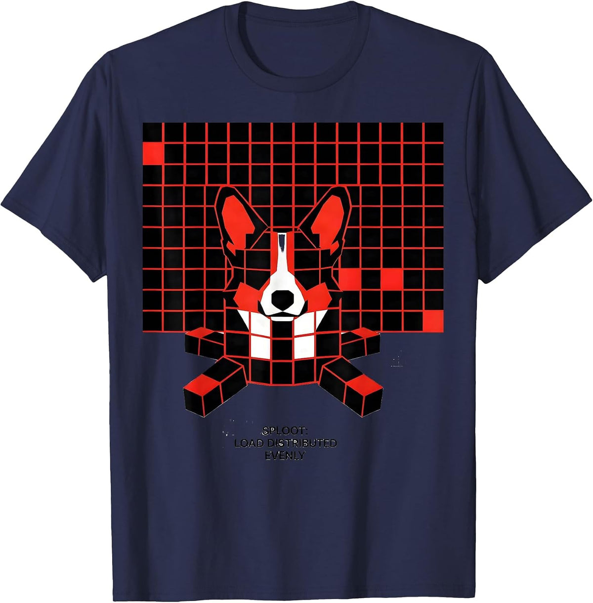 Sploot: Load Distributed Evenly Geometric Corgi Lover Humor T-Shirt - Navy Blue