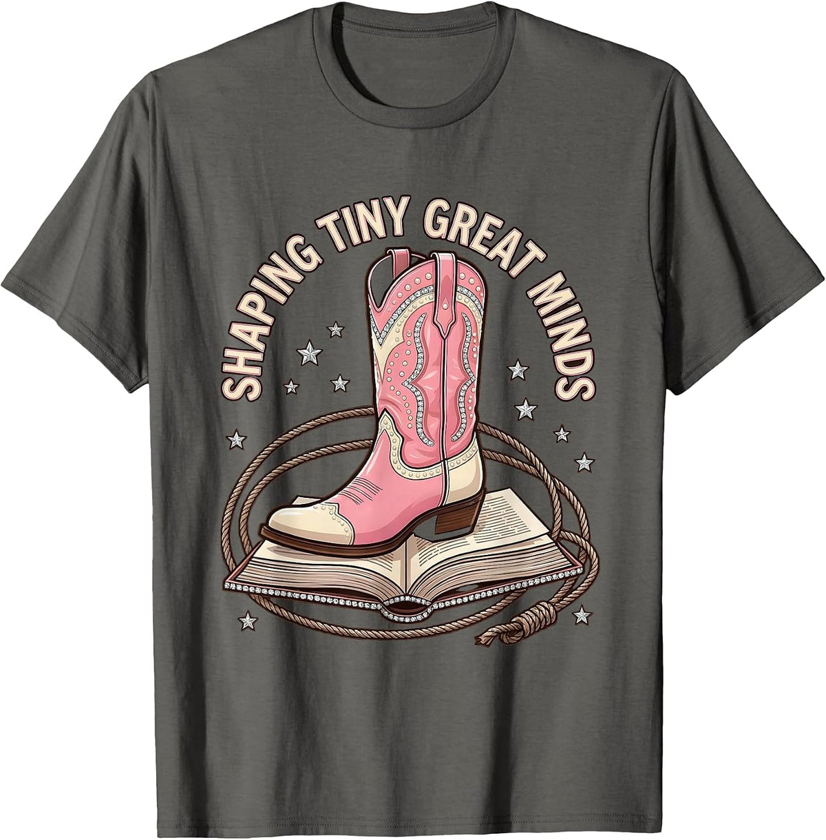 Men's Shaping Tiny Great Minds Third Grade Teacher T-Shirt - Asphalt Grey
