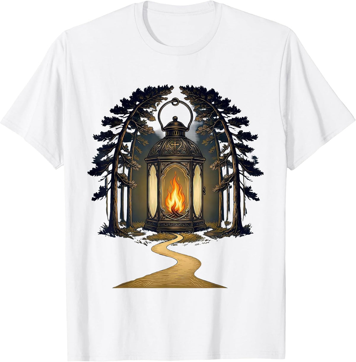 Men's Glowing Lantern Dark Forest Path Sped Teacher T-Shirt - White