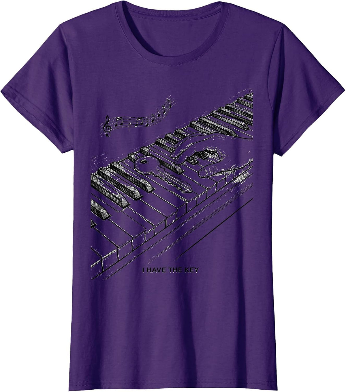 Women's I Have The Key Funny Pianist Keyboard Player Music Humor T-Shirt - Purple