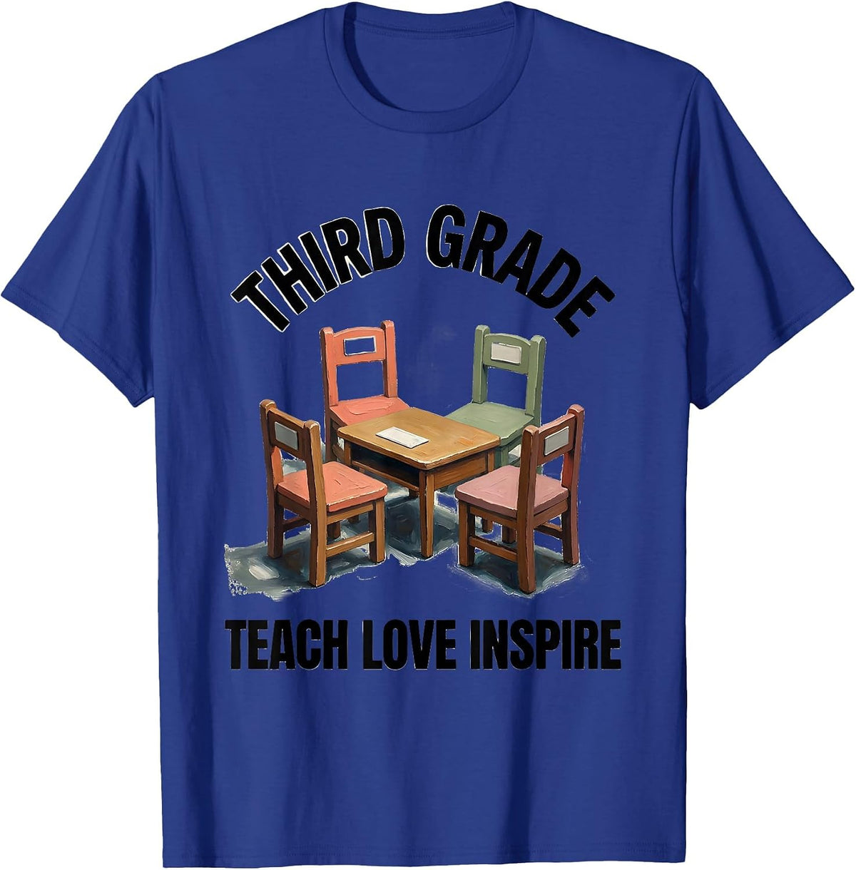 Men's Third Grade Teach Love Inspire Cute Teacher Back To School T-Shirt - Royal Blue