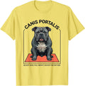 Men's Canis Portalis Funny Pitbull Dog Mom Humor T-Shirt - Lemon Yellow