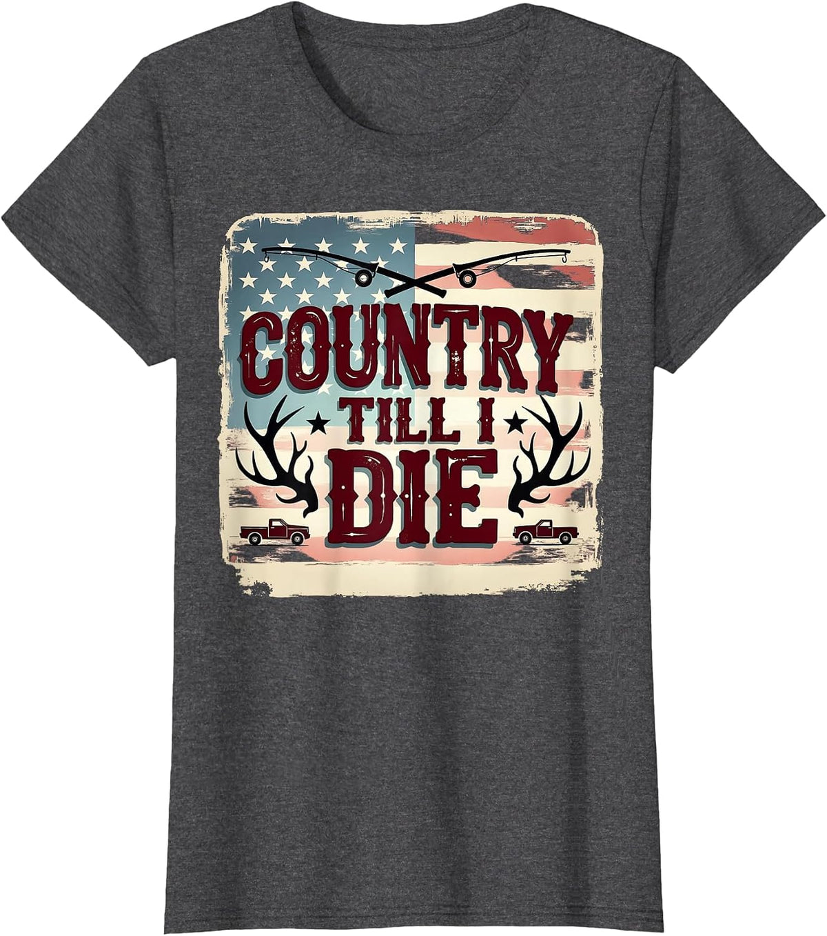 Mademark Fishing T-Shirt - Dark Heather Grey-redneck Country Till I Die Patriotic Fishing Hunting
