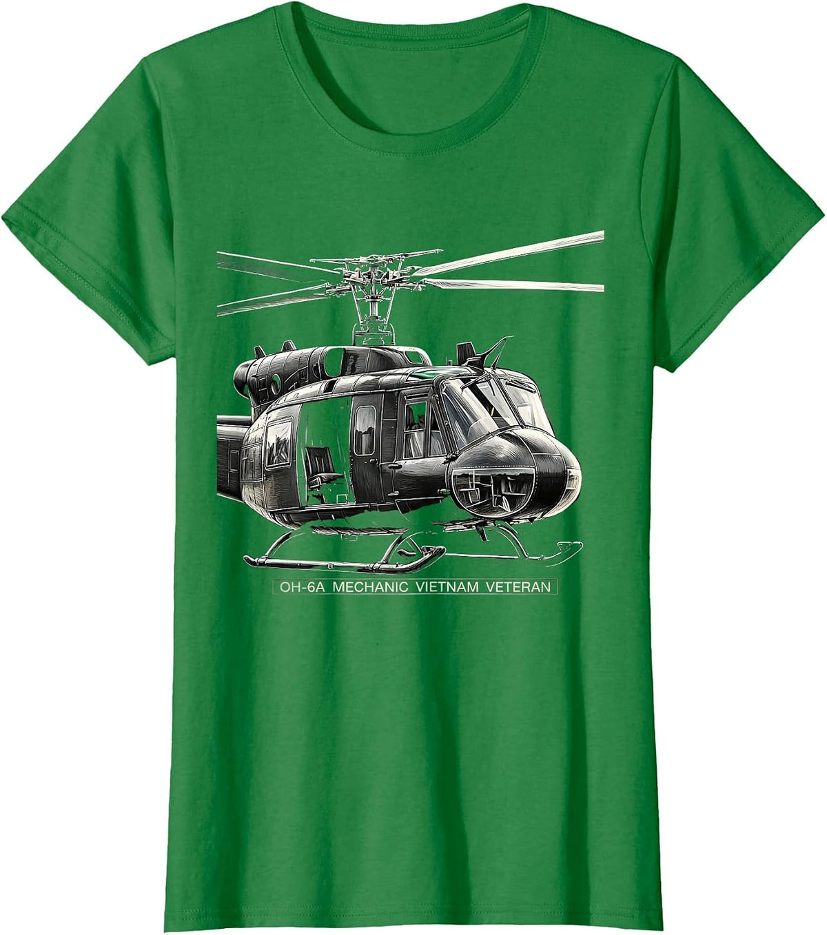 OH-6A Mechanic Vietnam Veteran Scratchboard Military T-Shirt - Kelly Green