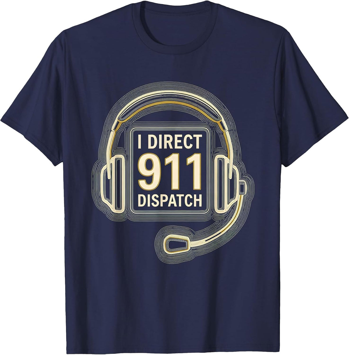 Men's I Direct 911 Dispatch Topographic Contour Dispatcher Tribute T-Shirt - Navy Blue