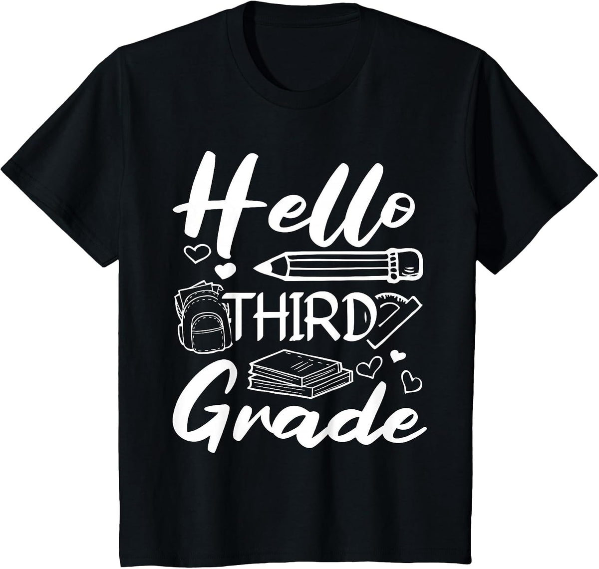 Hello Third Grade First Day of School & Back to School T-Shirt - Black