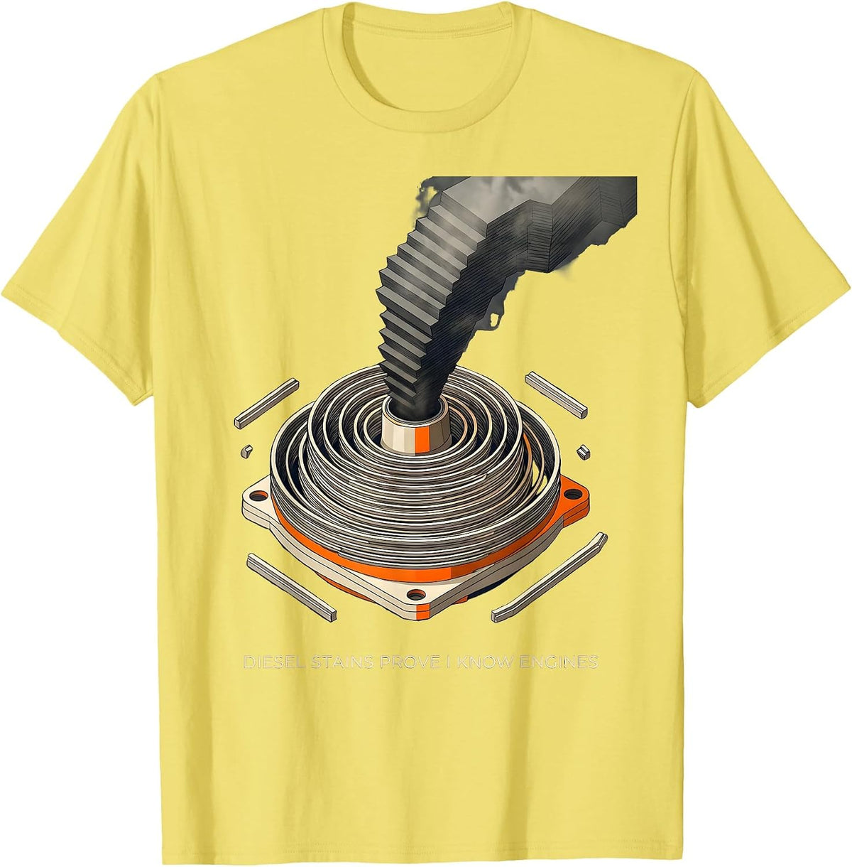 Men's Diesel Stains Prove I Know Engines Funny Diesel Mechanic T-Shirt - Lemon Yellow