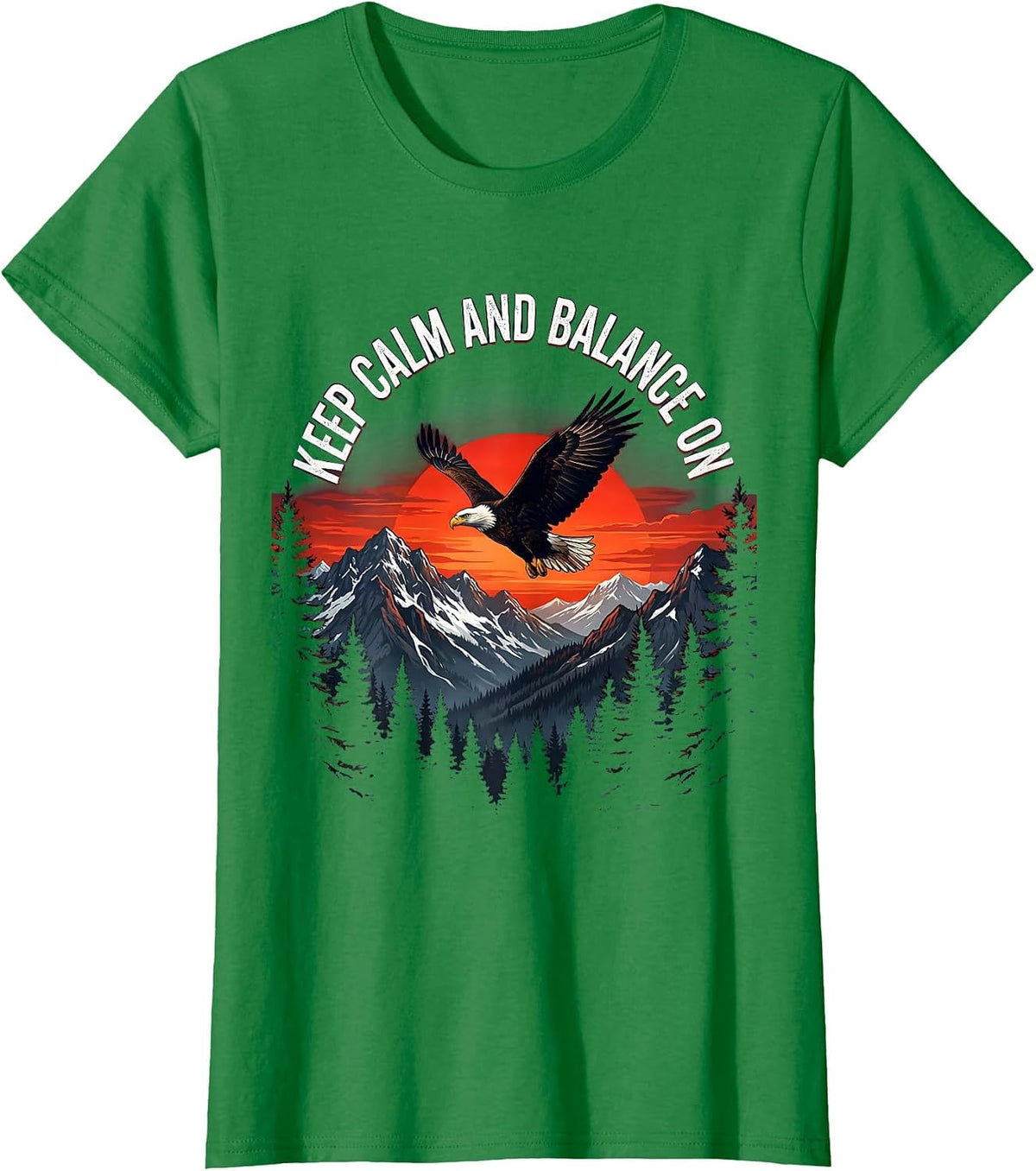 Women's Keep Calm and Balance On Fall Prevention Design T-Shirt - Kelly Green
