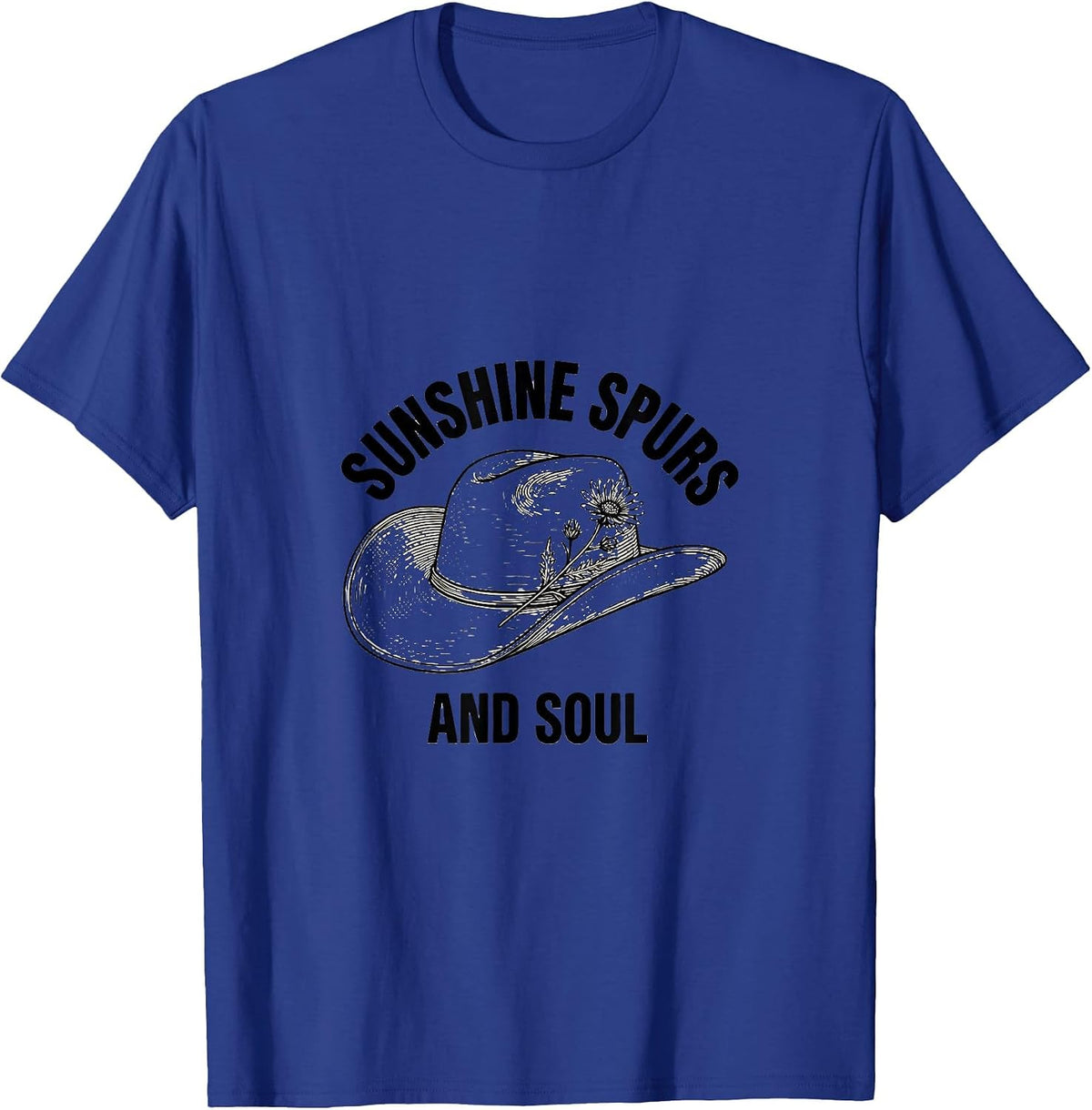 Men's Sunshine Spurs and Soul Cowgirl Design T-Shirt - Royal Blue