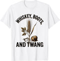 Men's Whiskey Boots and Twang Country Music Design T-Shirt - White