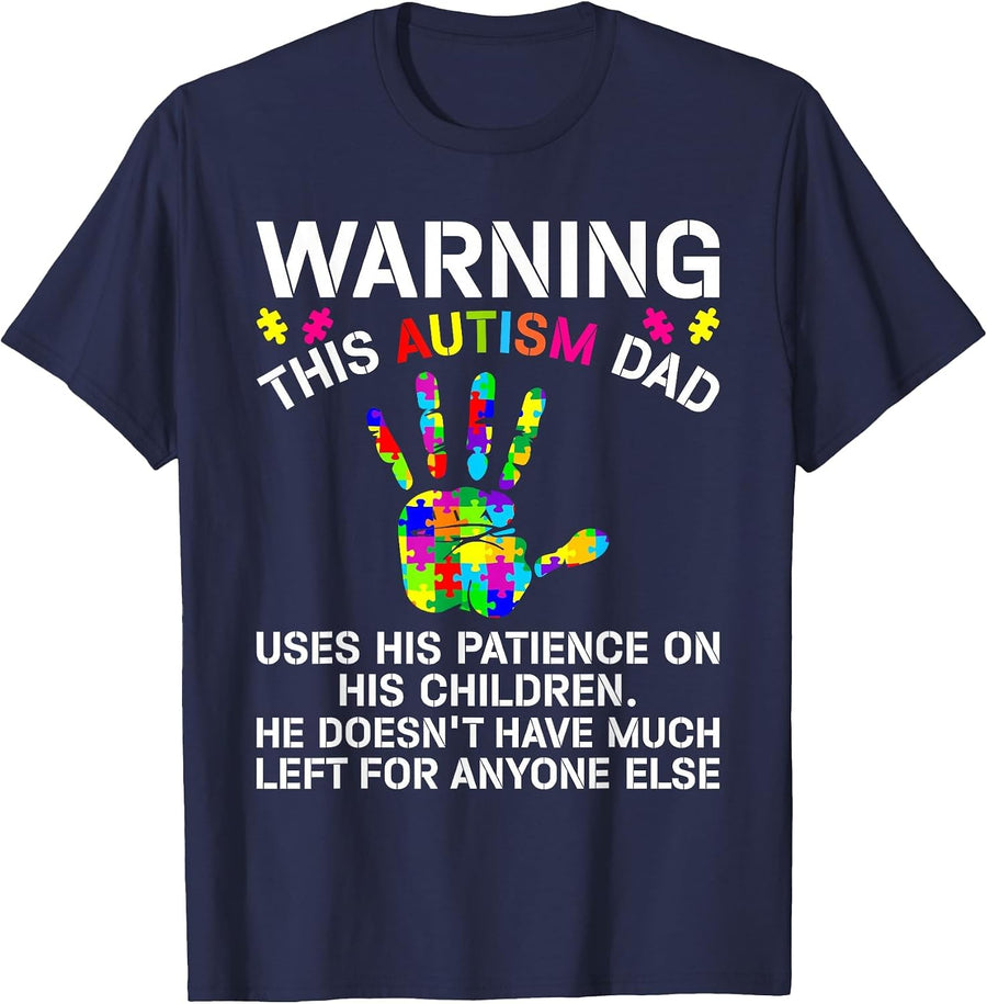 Proud Autism Dad Awareness Father Day Autistic Son Daughter T-Shirt - Navy Blue