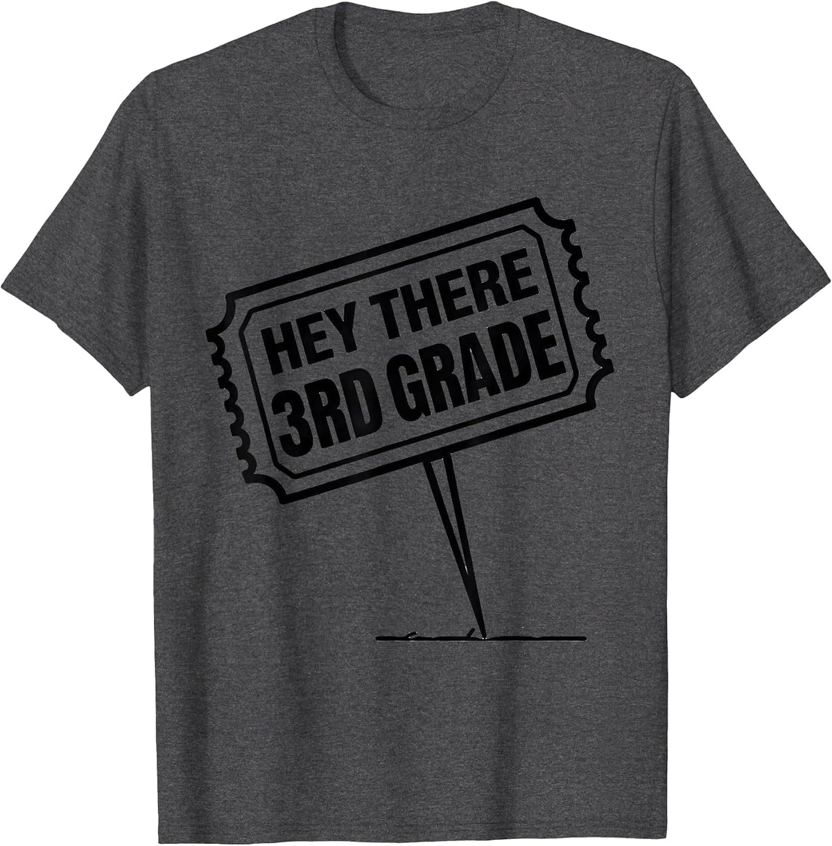 Men's Hey There, 3rd Grade Funny Teacher Back To School Crew T-Shirt - Dark Heather Grey