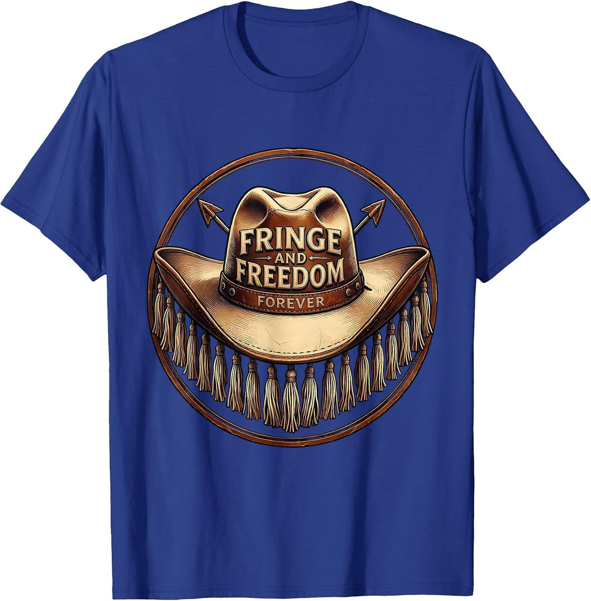 Men's Fringe and Freedom Forever Girls Western Design T-Shirt - Royal Blue