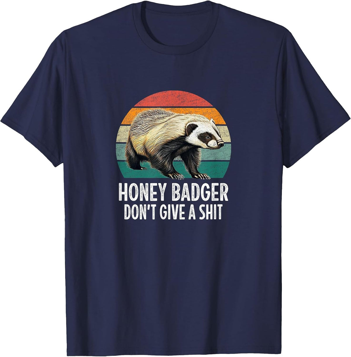 Honey Badger Don't Give A Shit - Vintage Style - T-Shirt - Navy Blue