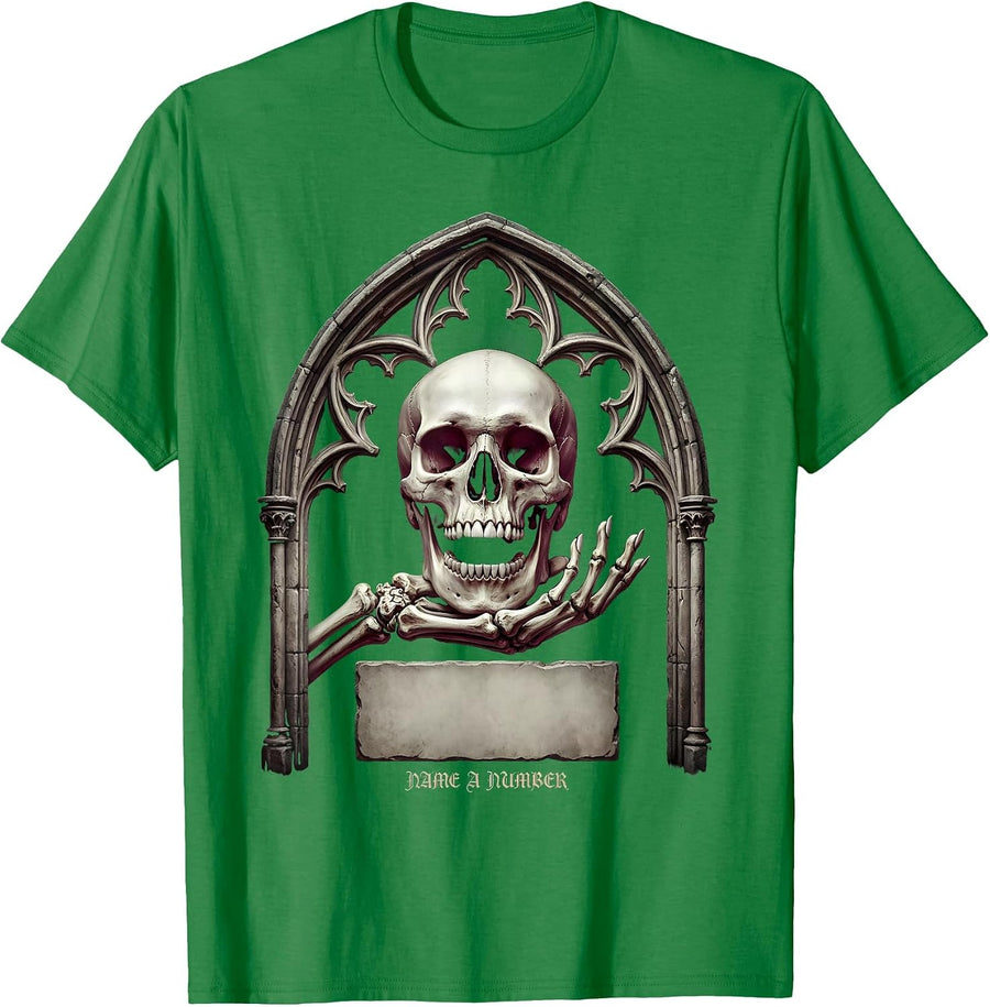 Men's Name A Number Gothic Sarcastic Skull Humor Funny Skeleton T-Shirt - Kelly Green