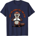 Part-Time Human, Full-Time Otter Funny Otter Lover Retro T-Shirt - Navy Blue