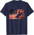 Rodeo Cowboy Bull Rider 4th of July Patriotic USA Flag T-Shirt - Navy Blue