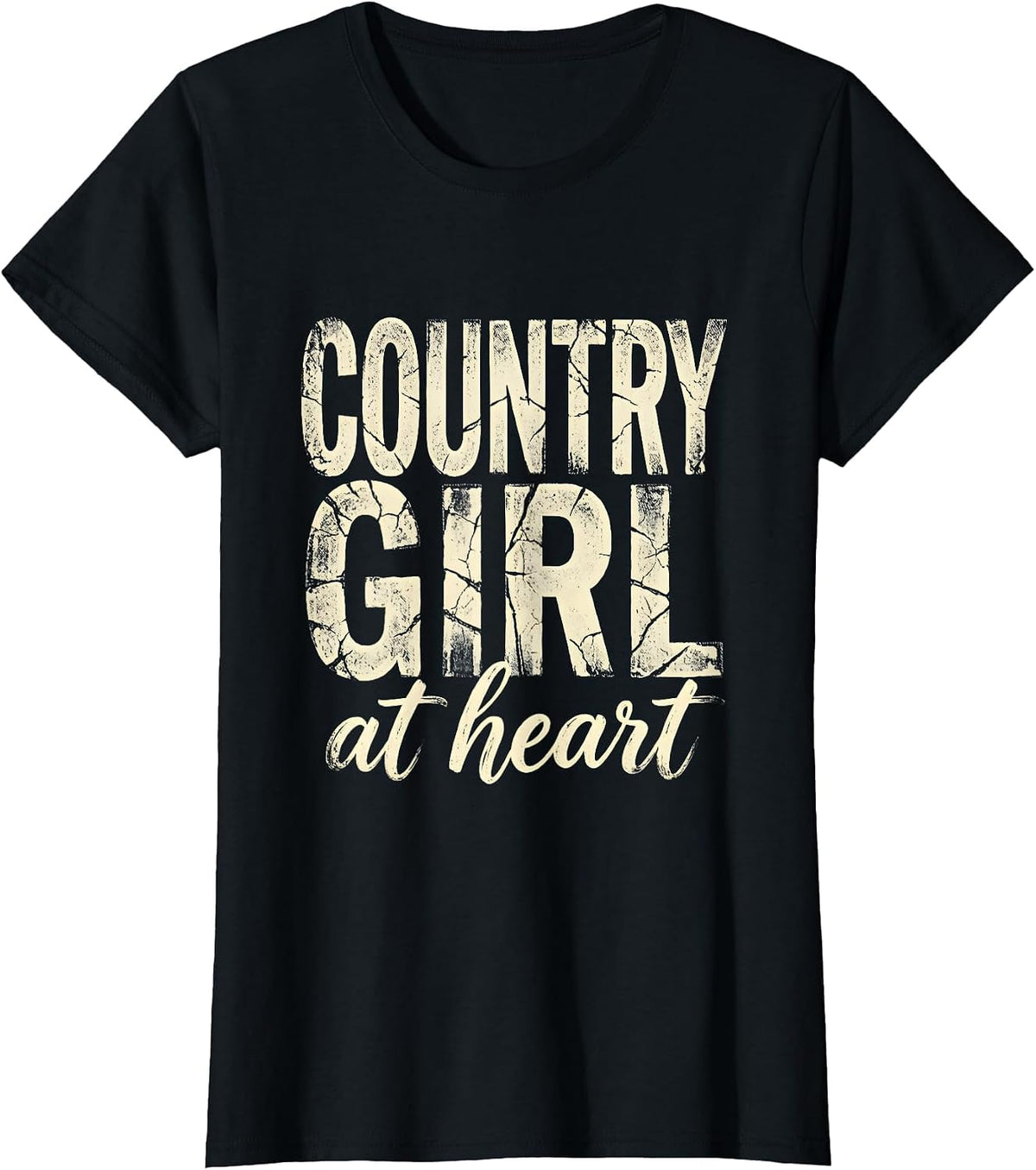 Country Girl At Heart Proud Rural Roots Design T-Shirt - Black