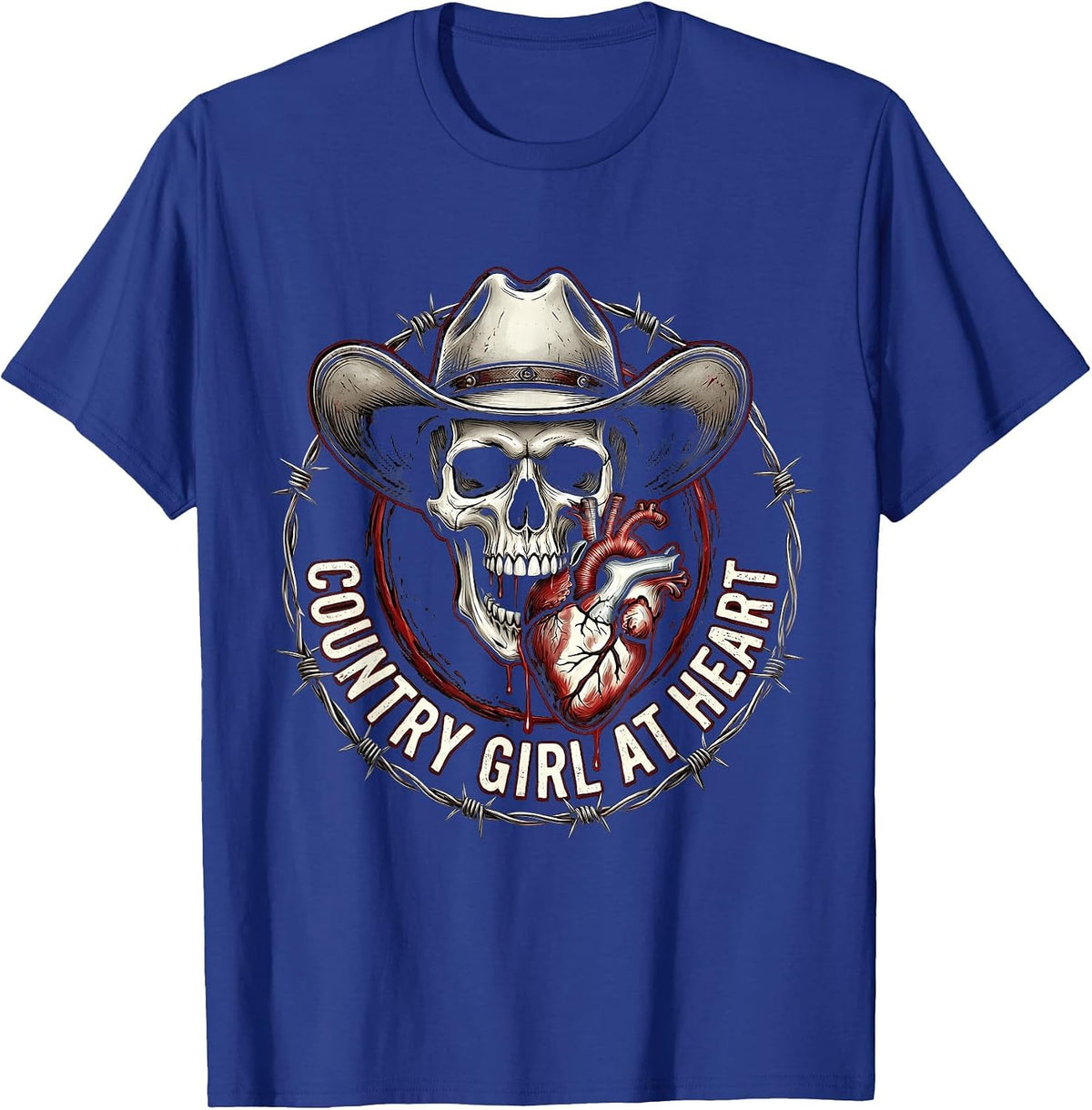 Country Girl at Heart Rustic Southern Design T-Shirt - Royal Blue
