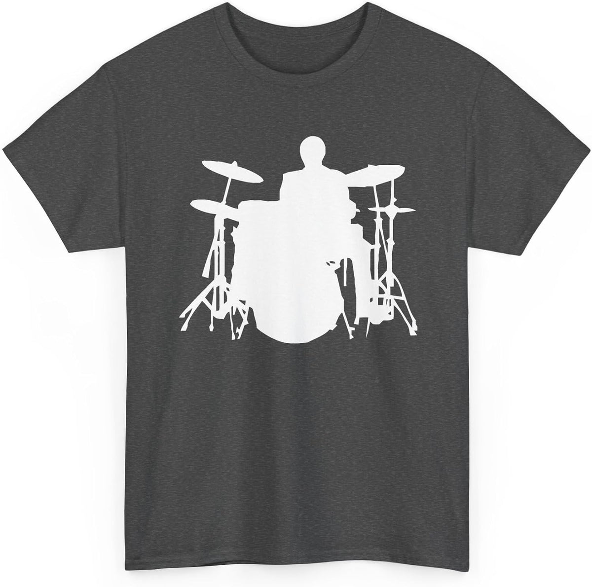 Mens Drummer Behind Drumset Unisex Heavy Cotton Tshirt - Dark Heather