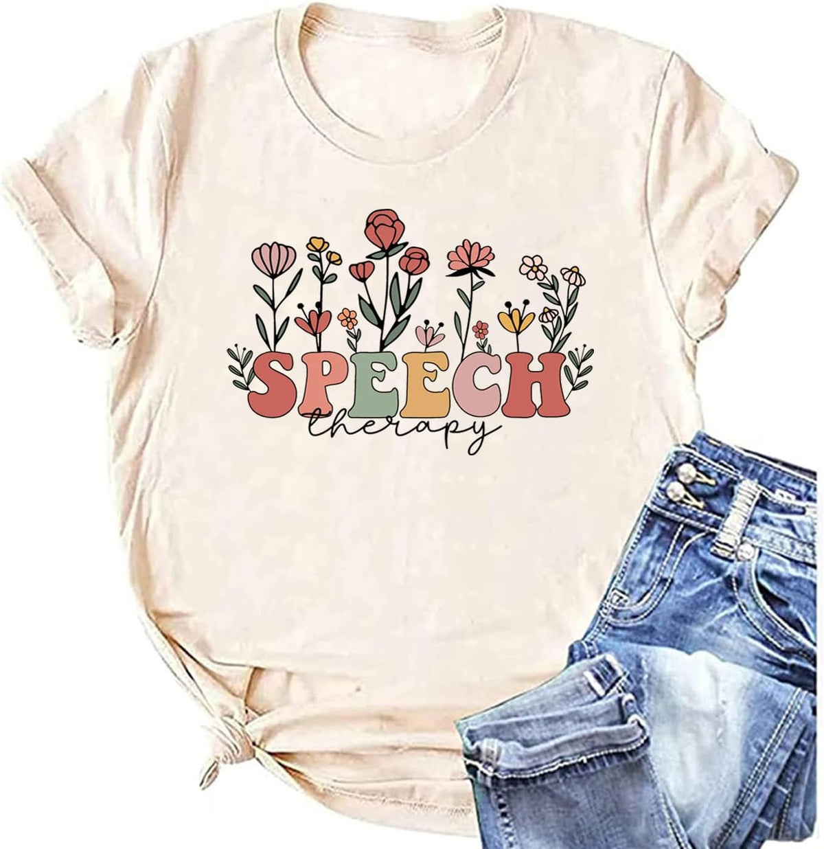 Speech Therapy Shirt for Women Speech Therapist Tee Language Pathologist T-Shirt Special Education Teacher - Beige