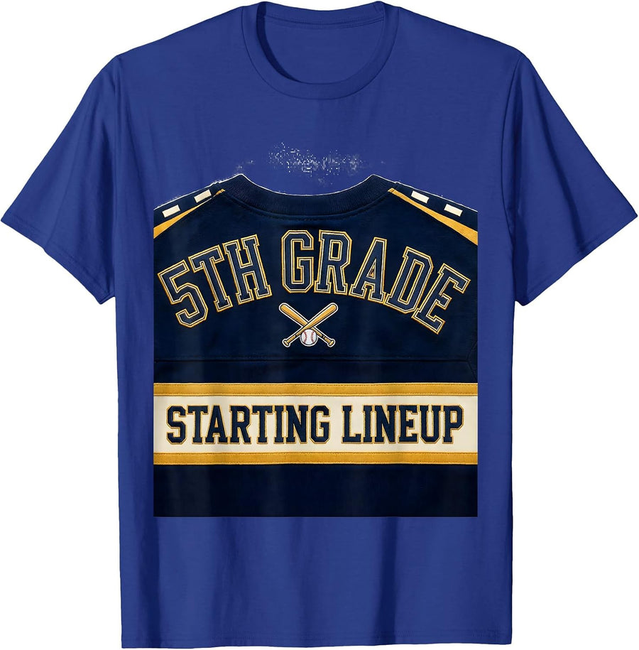5th Grade Starting Lineup Sports Back To School Baseball T-Shirt - Royal Blue