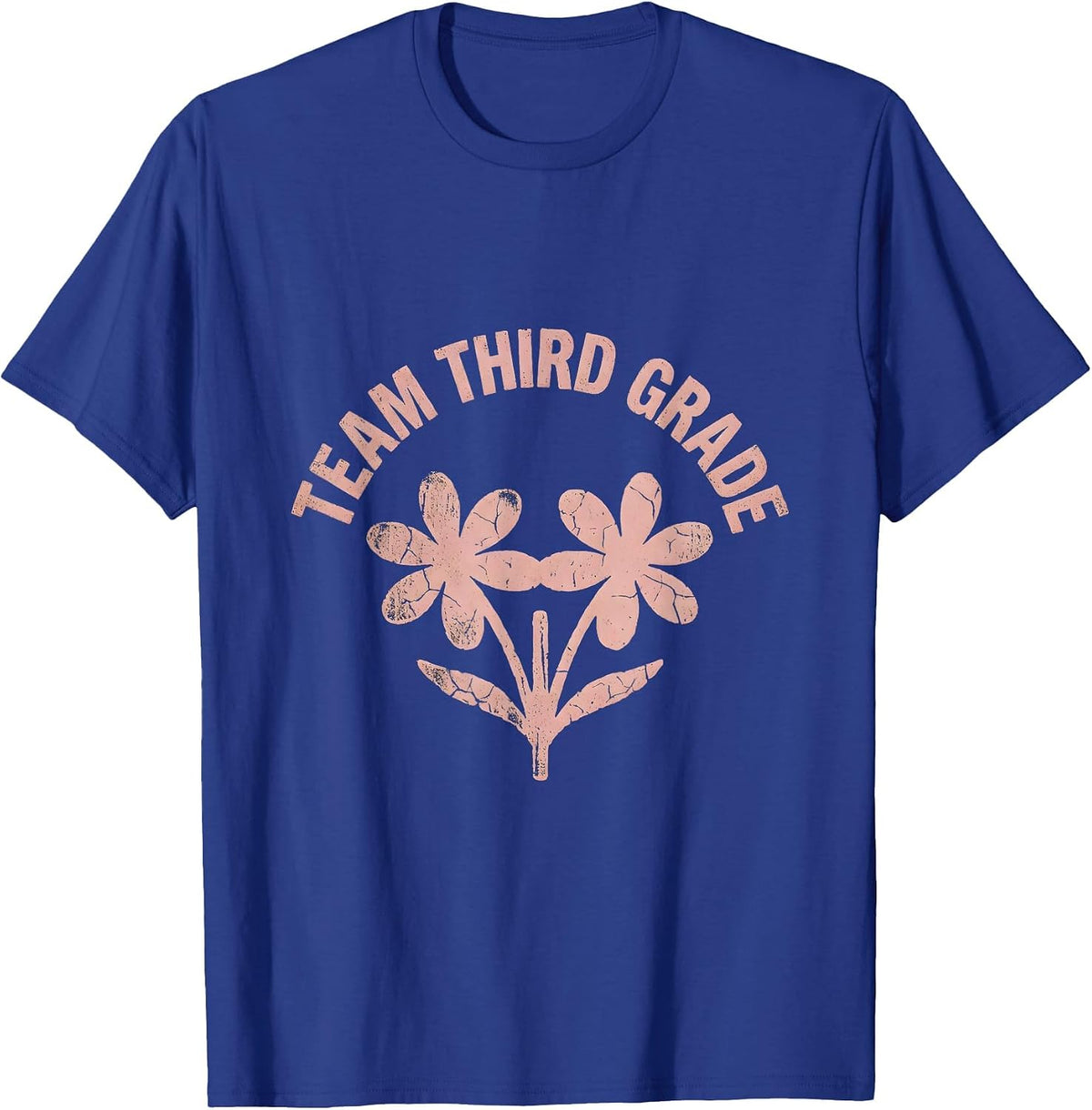 Team Third Grade Boho Vintage Wildflower Teacher Back T-Shirt - Royal Blue