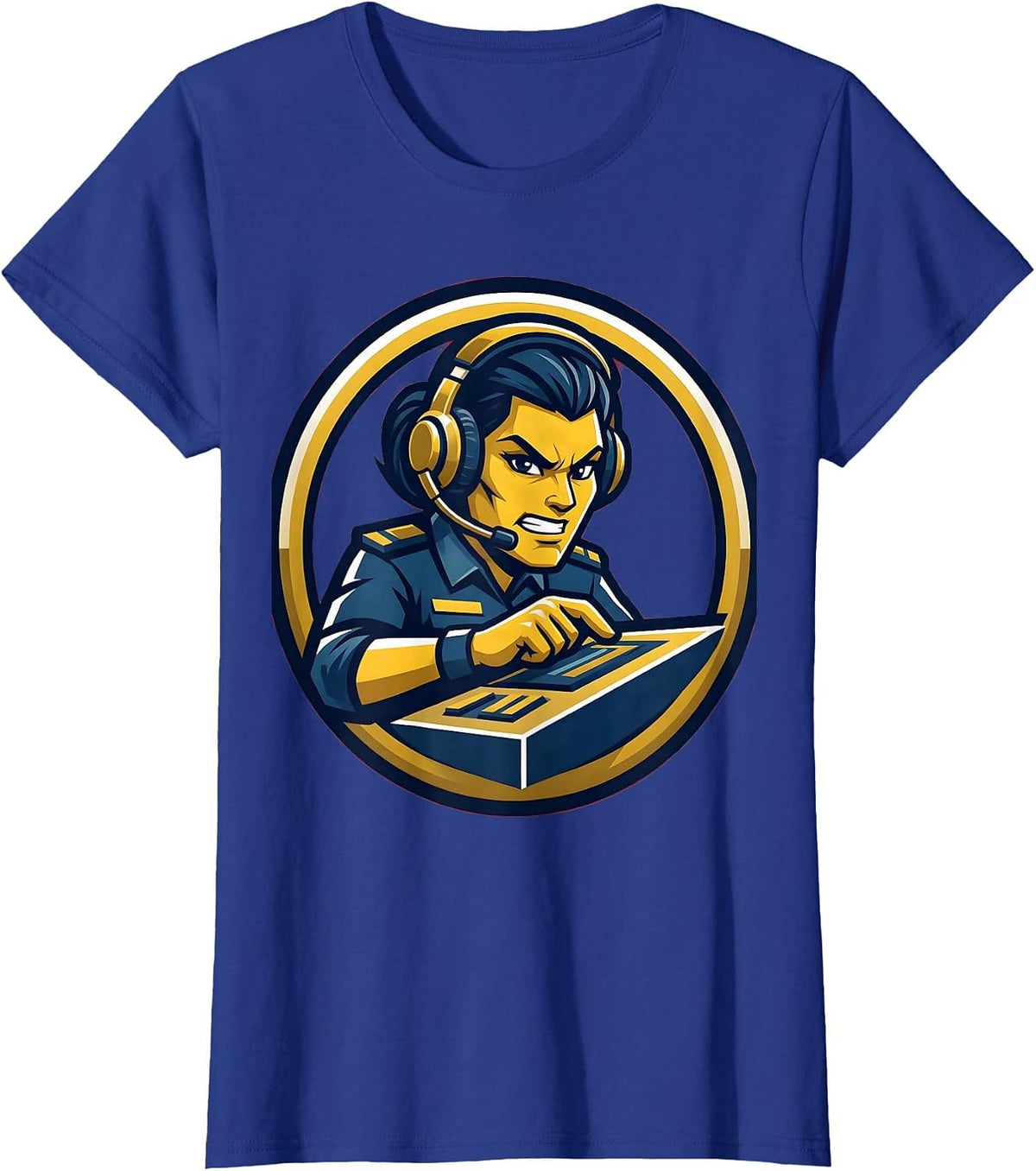 Women's 911 Dispatcher Headset Control Panel Graphic T-Shirt - Royal Blue