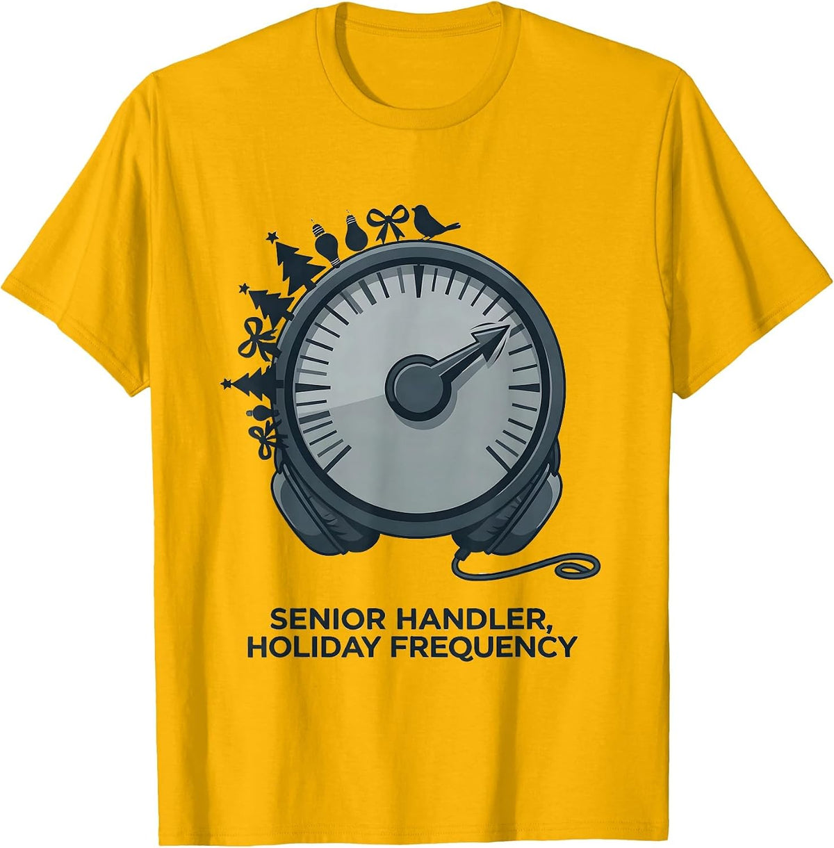 Senior Handler Holiday Frequency Funny 911 Dispatcher T-Shirt - Golden Yellow