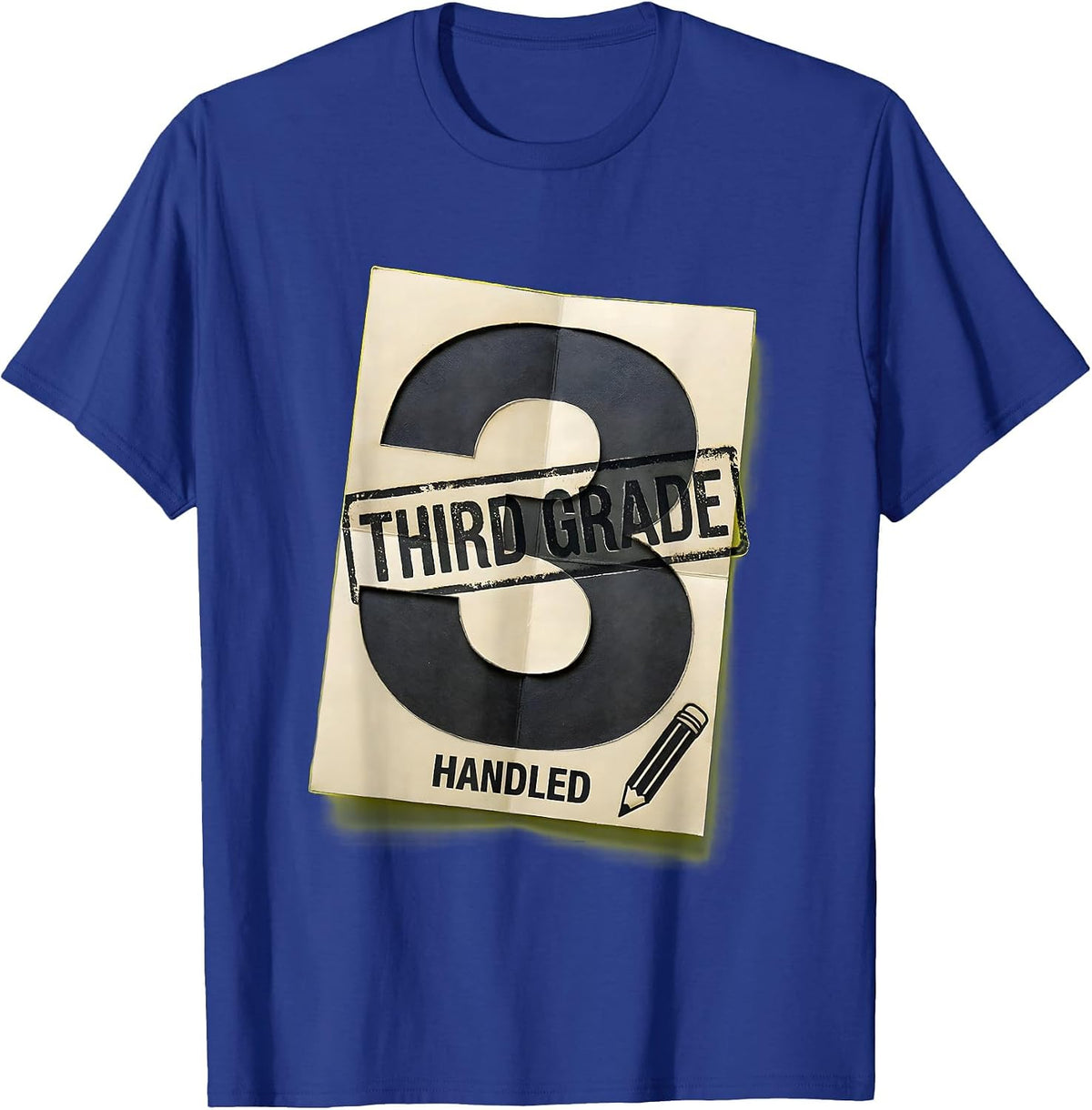 Men's Third Grade Handled Stencil Graphic Back To School Teacher T-Shirt - Royal Blue