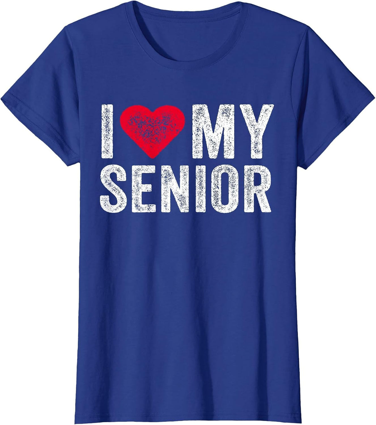 I Love My Senior Red Heart Vintage T-Shirt - Royal Blue