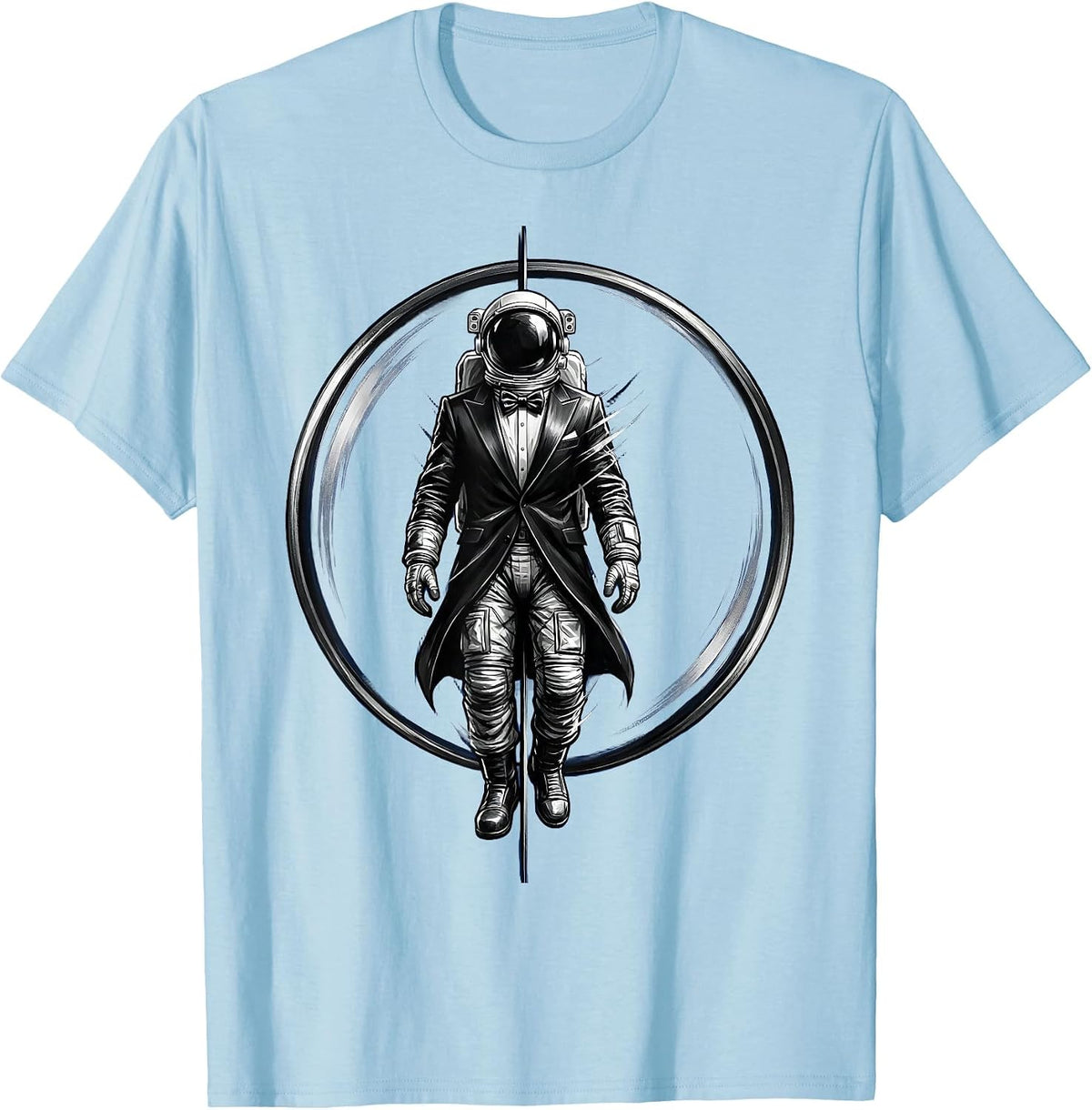 Men's Astronaut Tuxedo Space Suit Illustration T-Shirt - Baby Blue