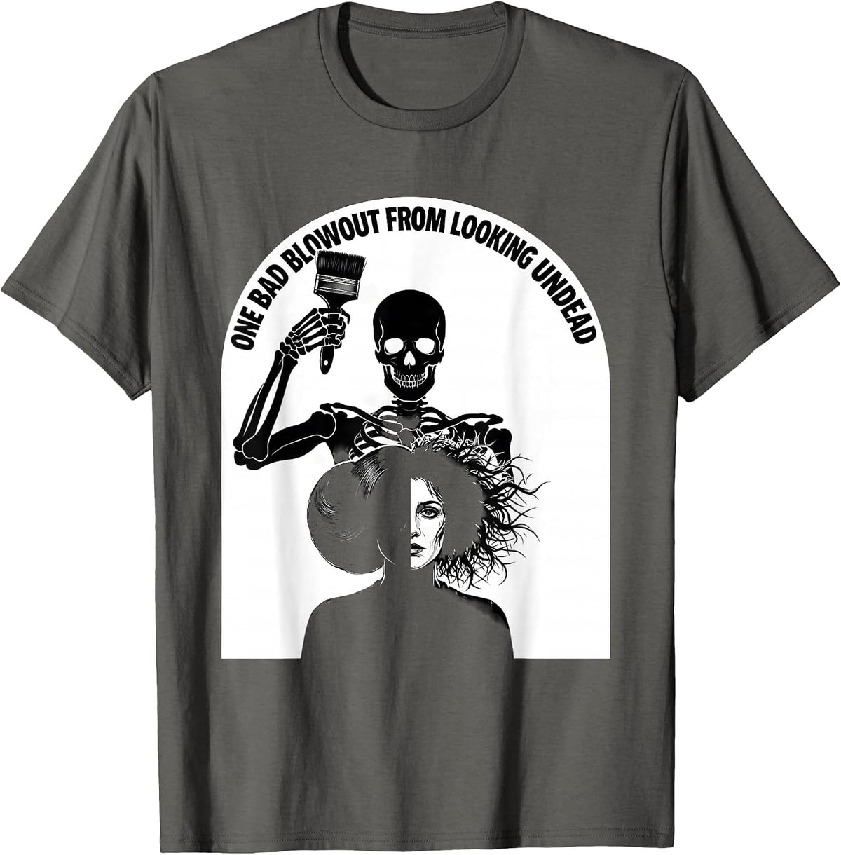 Men's One Bad Blowout From Looking Undead Funny Skeleton T-Shirt - Asphalt Grey