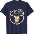 Flirty Cowgirl at Dusk Fence Post Illustration T-Shirt - Navy Blue