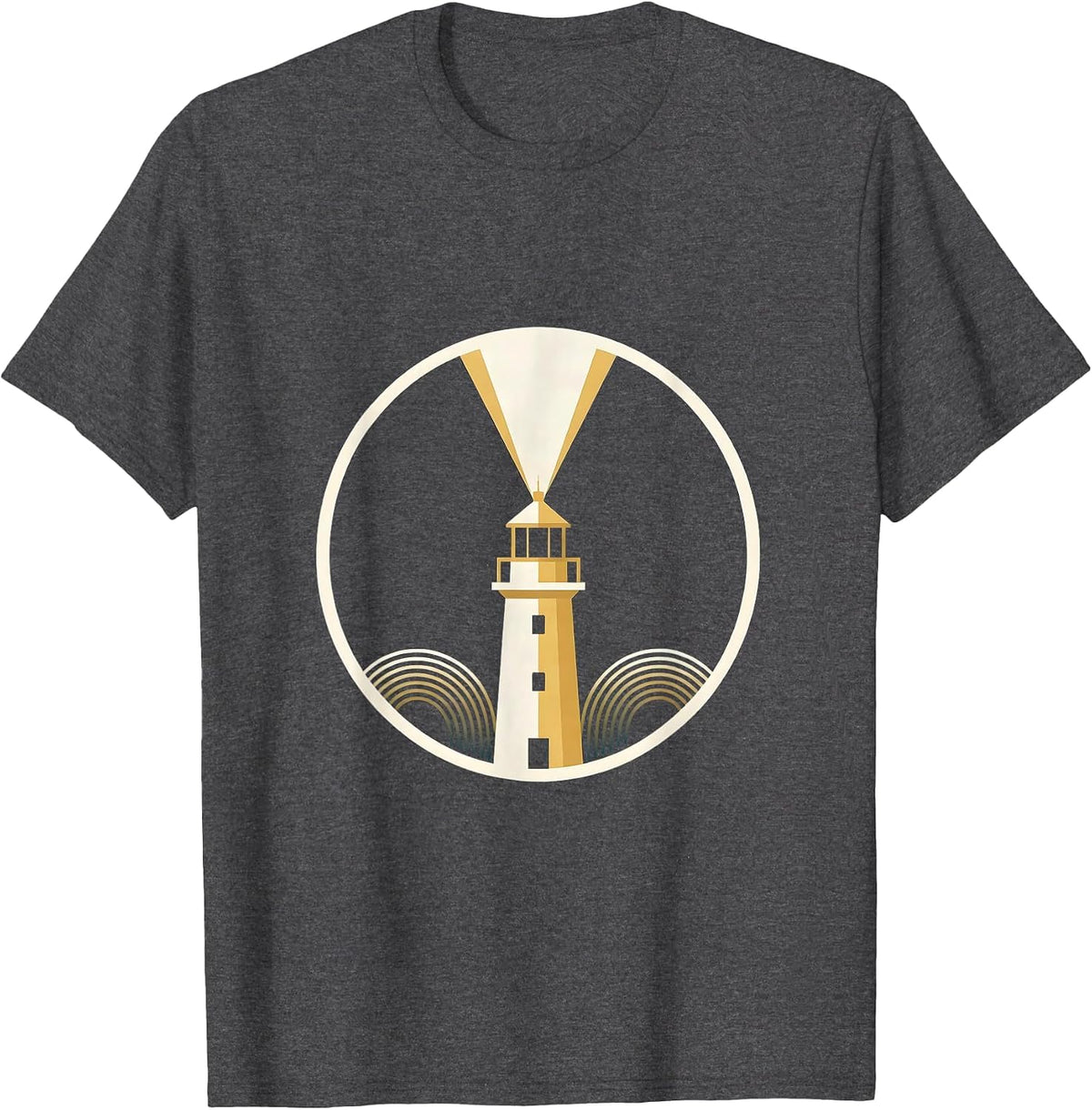 Autism Awareness Lighthouse Stormy Waves Graphic T-Shirt - Dark Heather Grey