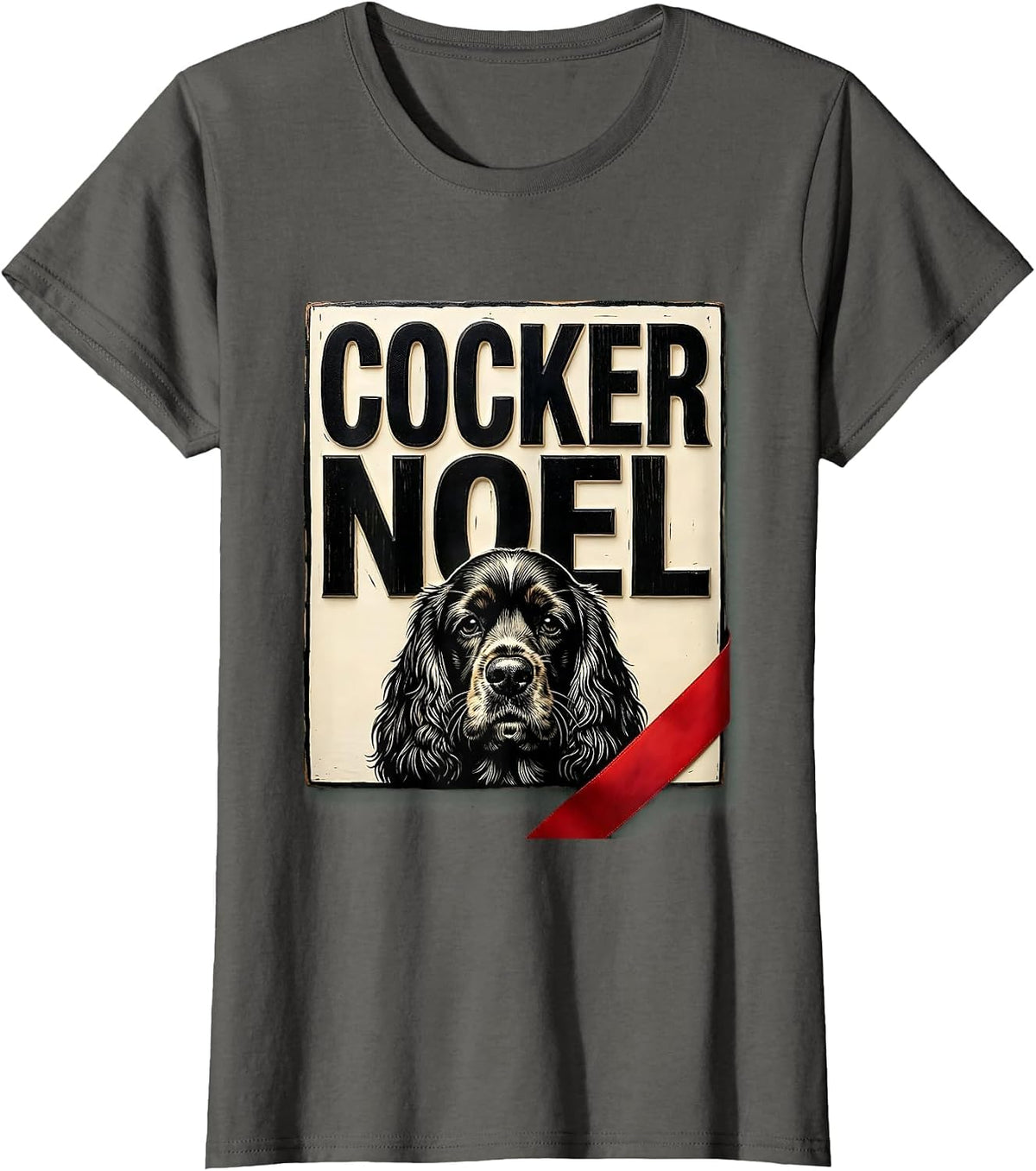 Women's Cocker Noel Funny Cocker Spaniel Christmas Dog Lover Gift T-Shirt - Asphalt Grey