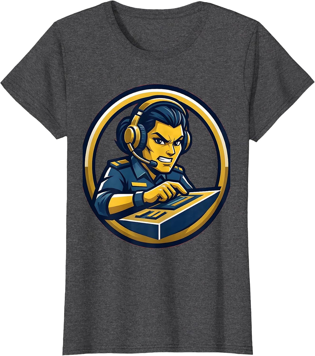 Women's 911 Dispatcher Headset Control Panel Graphic T-Shirt - Dark Heather Grey