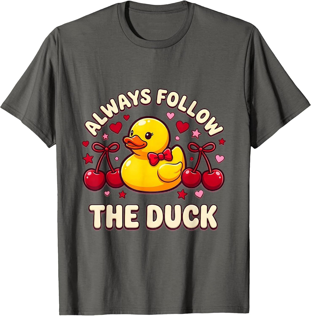 Always Follow The Duck Funny Duck Design T-Shirt - Asphalt Grey